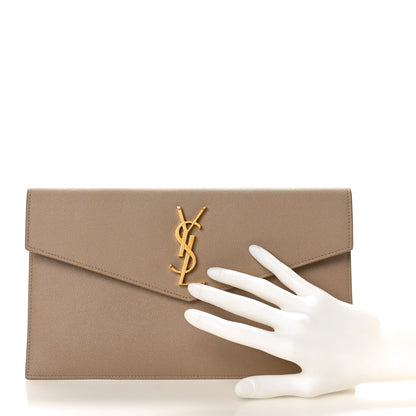 Saint Laurent Grain De Poudre Uptown Pouch Dark Beige 2 of 8