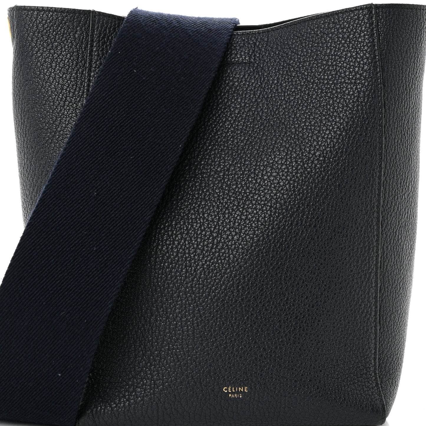 Soft Grained Calfskin Small Sangle Bucket Bag Navy Blue