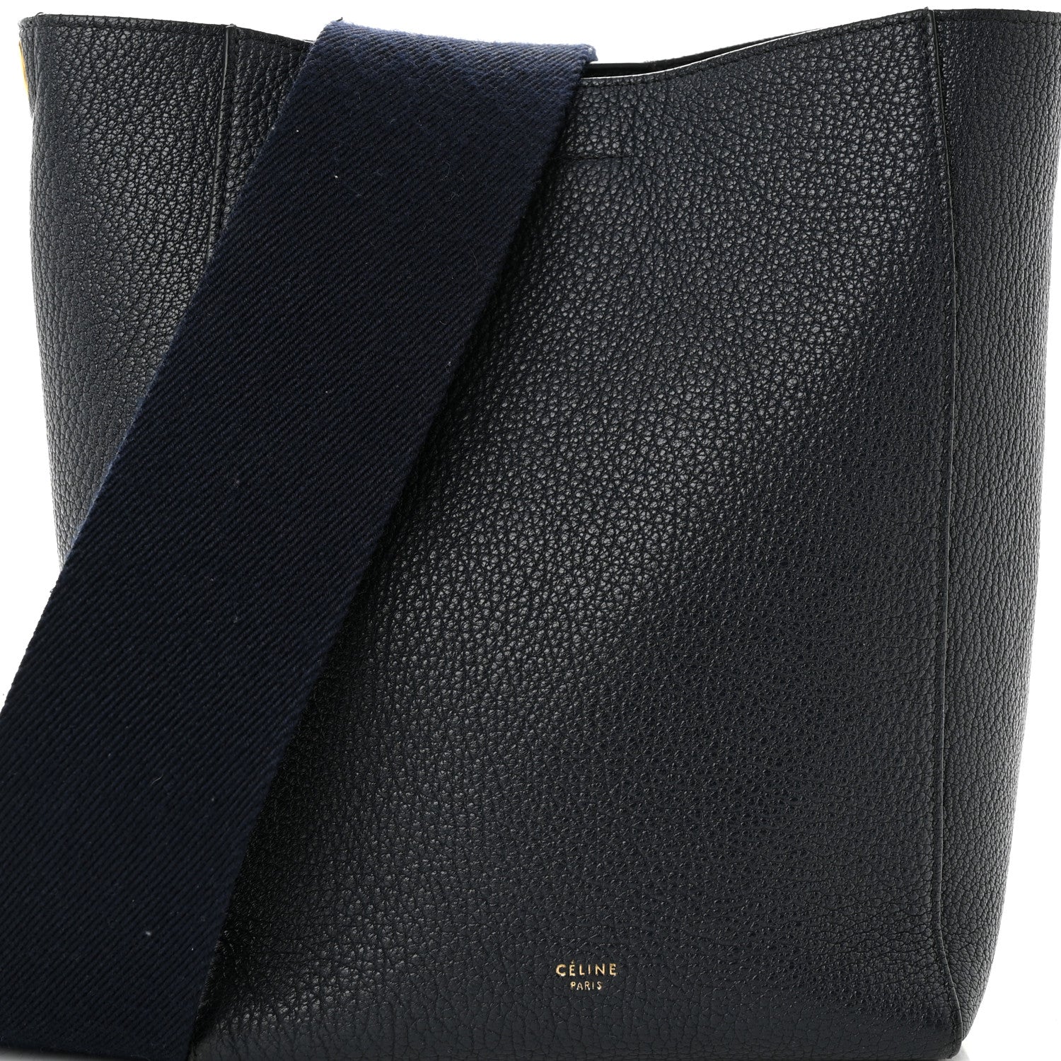 Celine Soft Grained Calfskin Small Sangle Bucket Bag Navy Blue 6 of 11