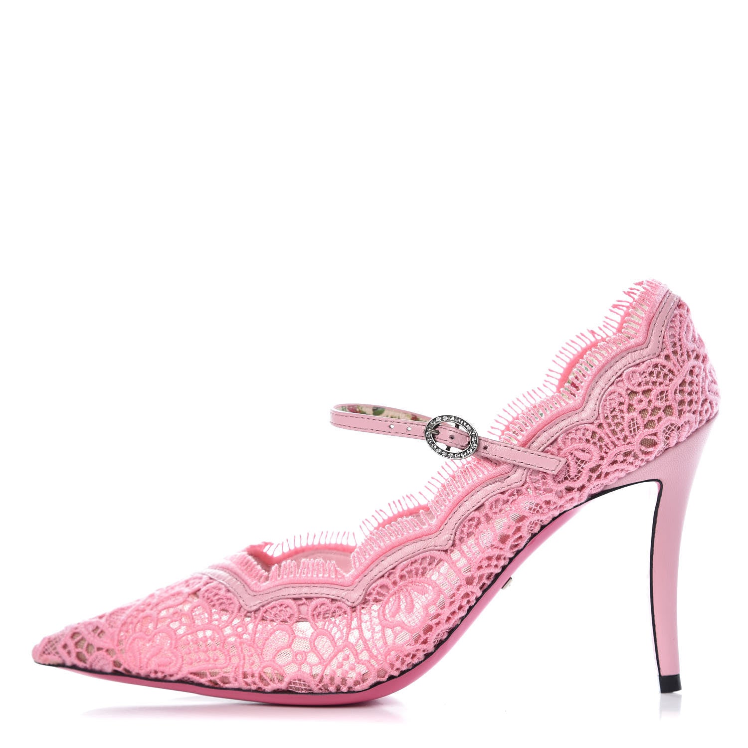 Gucci Lace Pizzo Venice Pumps 37.5 Sugar Pink 1 of 8