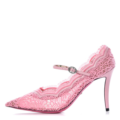 Gucci Lace Pizzo Venice Pumps 37.5 Sugar Pink 1 of 8