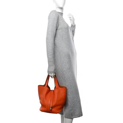 Hermes Taurillon Clemence Picotin Lock 26 GM Orange 2 of 10