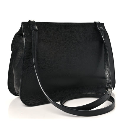 Gucci Pebbled Calfskin Medium Bamboo Daily Flap Shoulder Bag Black 3 of 12