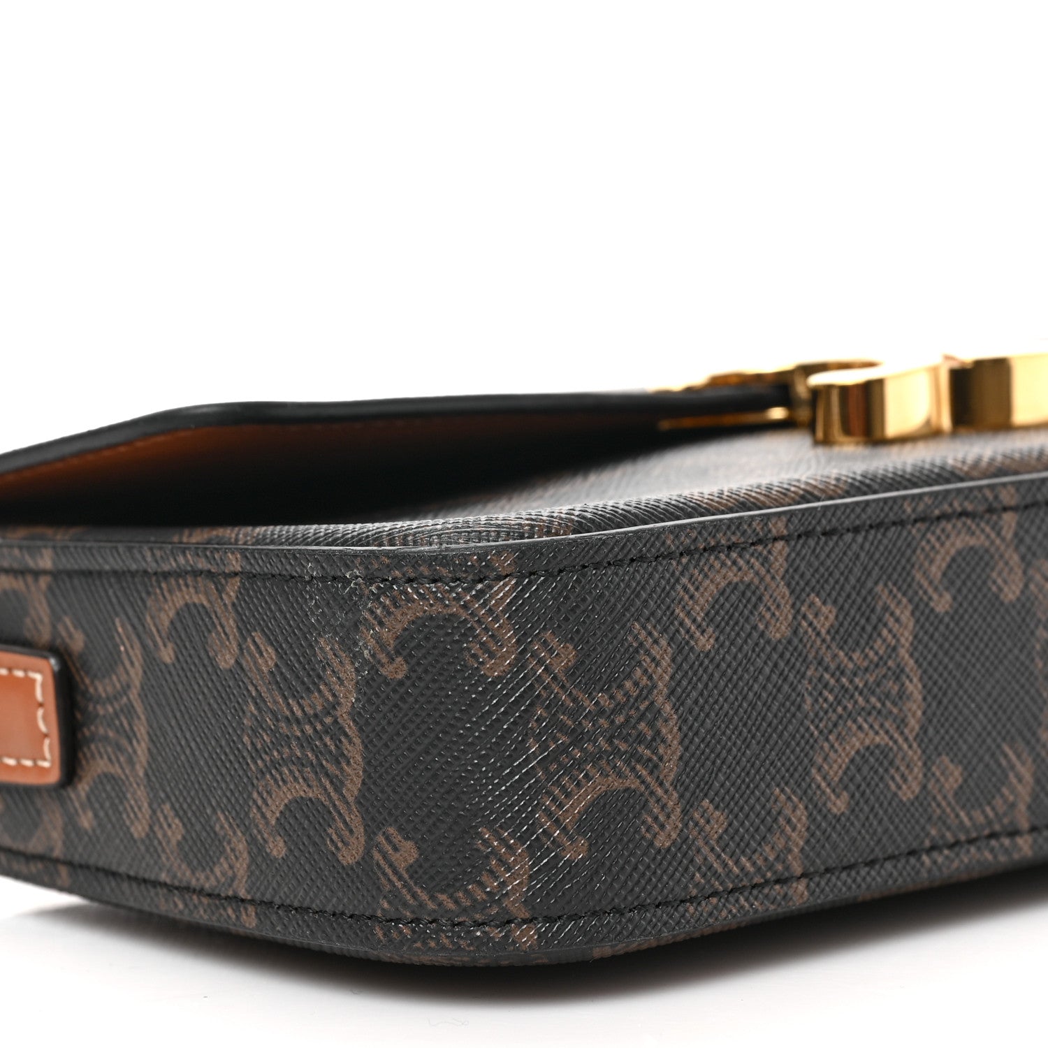 Celine Canvas Calfskin Triomphe Shoulder Bag Tan 15 of 17