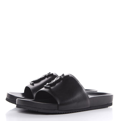 Saint Laurent Lambskin Joan Slide Sandals 37 Black 3 of 8