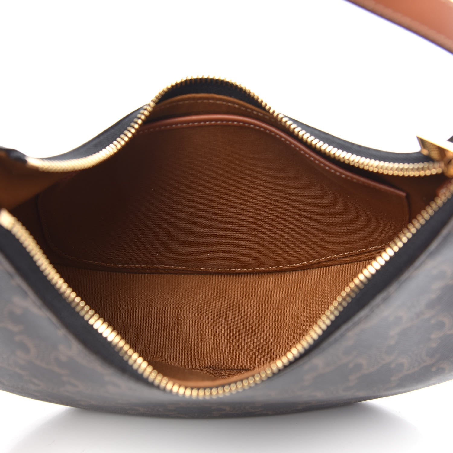 Celine Triomphe Canvas Calfskin Ava Shoulder Bag Tan 5 of 10