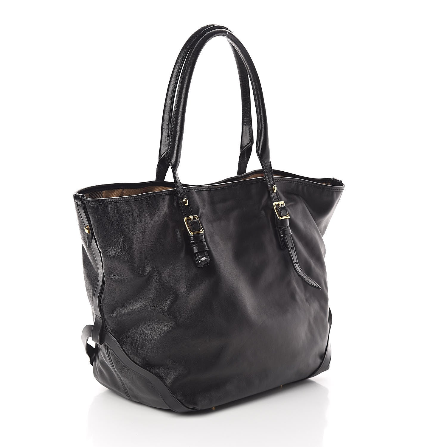 Burberry Lambskin Medium East West Tote Black 3 of 9