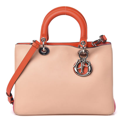 Christian Dior Smooth Calfskin Medium Tri-Color Diorissimo Tote Pink Fuchsia Orange 3 of 12
