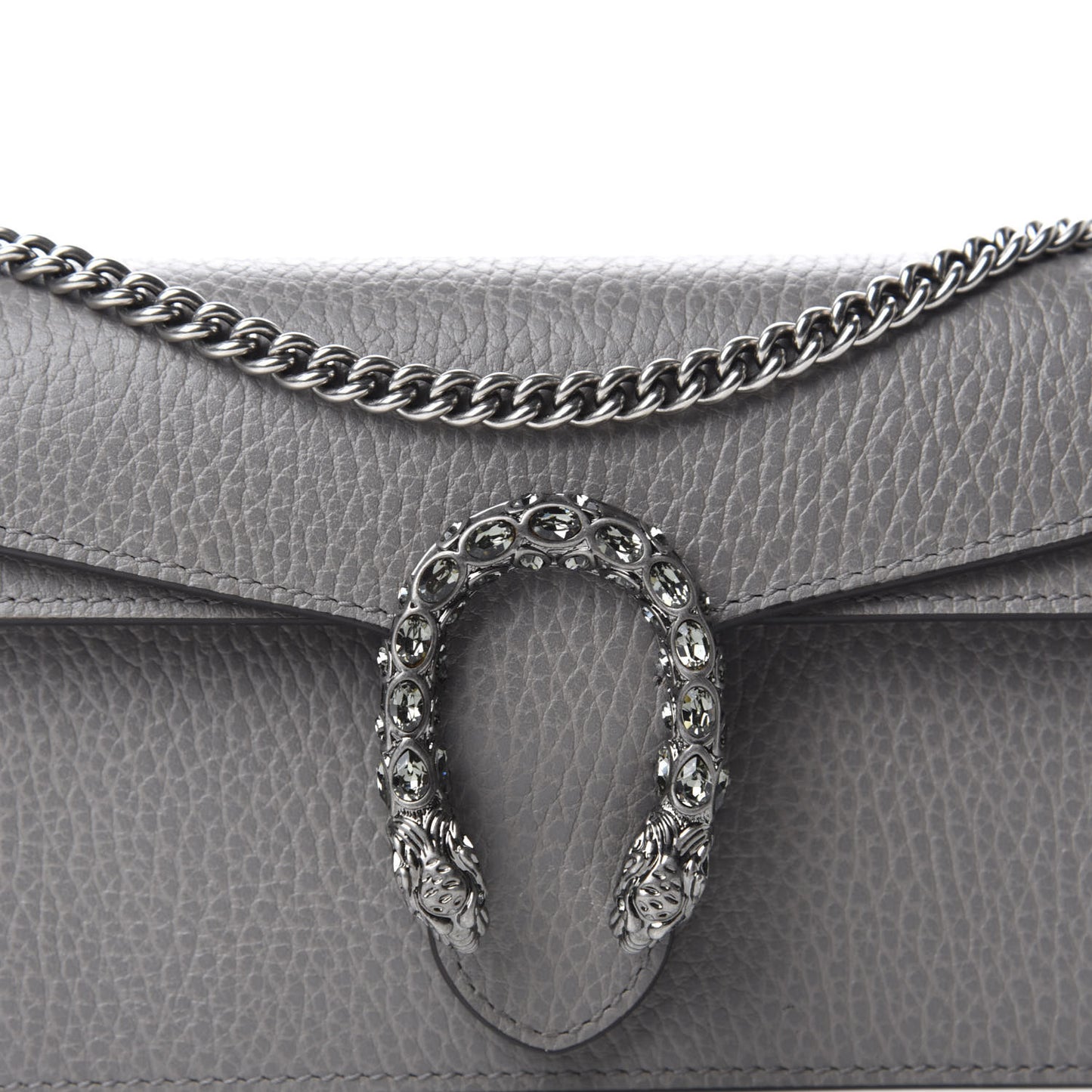 Dollar Calfskin Crystal Super Mini Dionysus Shoulder Bag Dusty Grey Black Diamond
