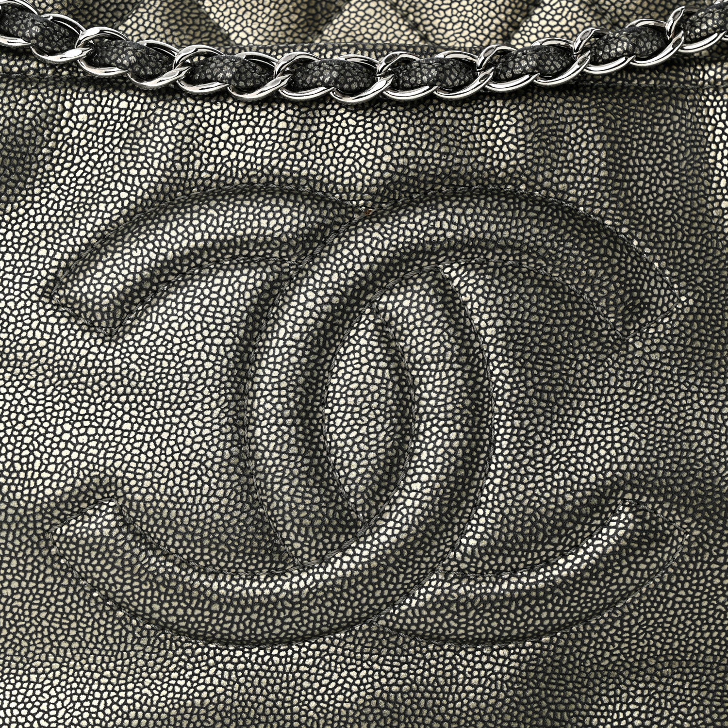 Chanel Metallic Caviar Quilted CC Timeless Tote Dark Silver 8 of 13