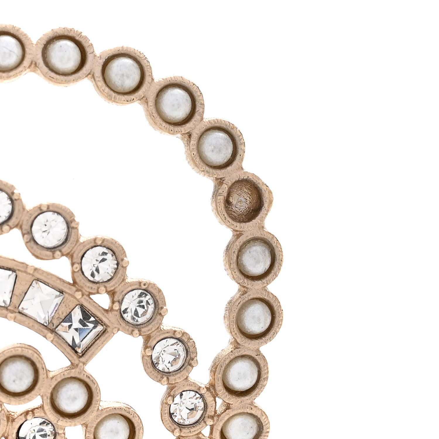 Chanel Pearl Crystal Lace Camellia Earrings Gold 5 of 5
