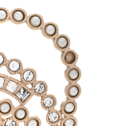 Chanel Pearl Crystal Lace Camellia Earrings Gold 5 of 5