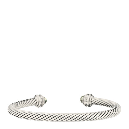 David Yurman Sterling Silver Diamond Prasiolite 5mm Cable Classics Princess Bracelet 2 of 3