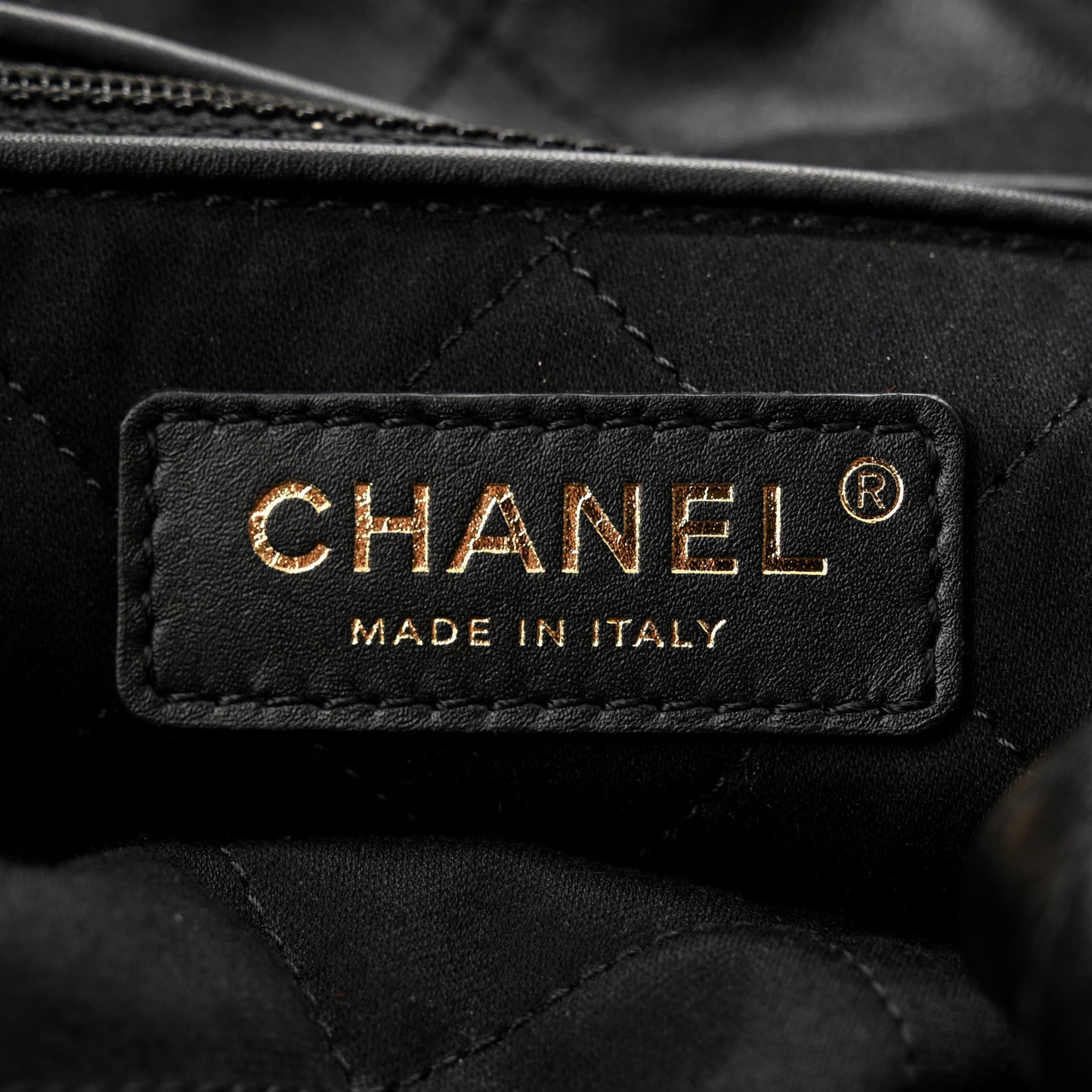 Shiny Calfskin Quilted Large Chanel 22 Black