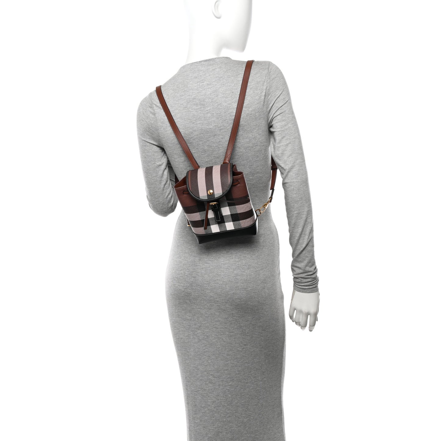 House Check Canvas Calfskin Micro Backpack Dark Birch Brown