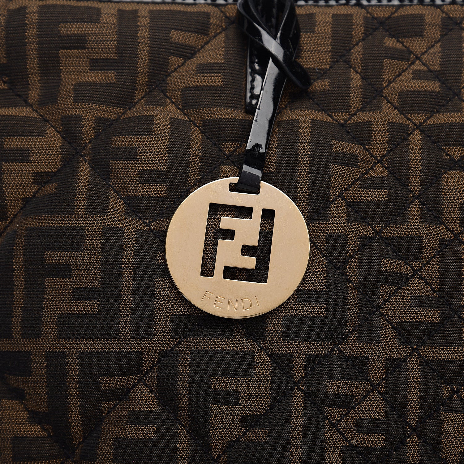 Fendi Zucca Quilted Medium Roll Tote Tobacco Black 7 of 9