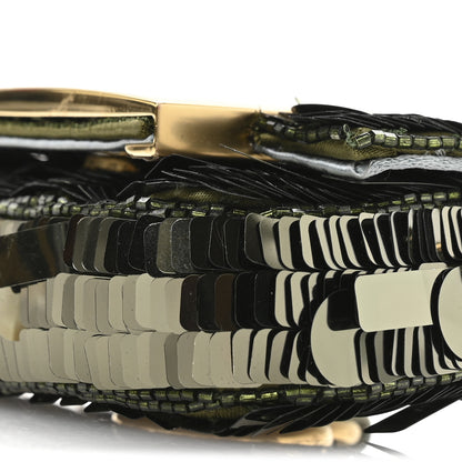 Fendi Sequin Paillettes Shiny Nappa Sex and the City Nano Maxi Buckle Baguette Charm Avocado 10 of 11