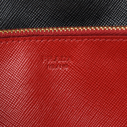 Prada Saffiano Travel Wallet Black Rosso 6 of 11