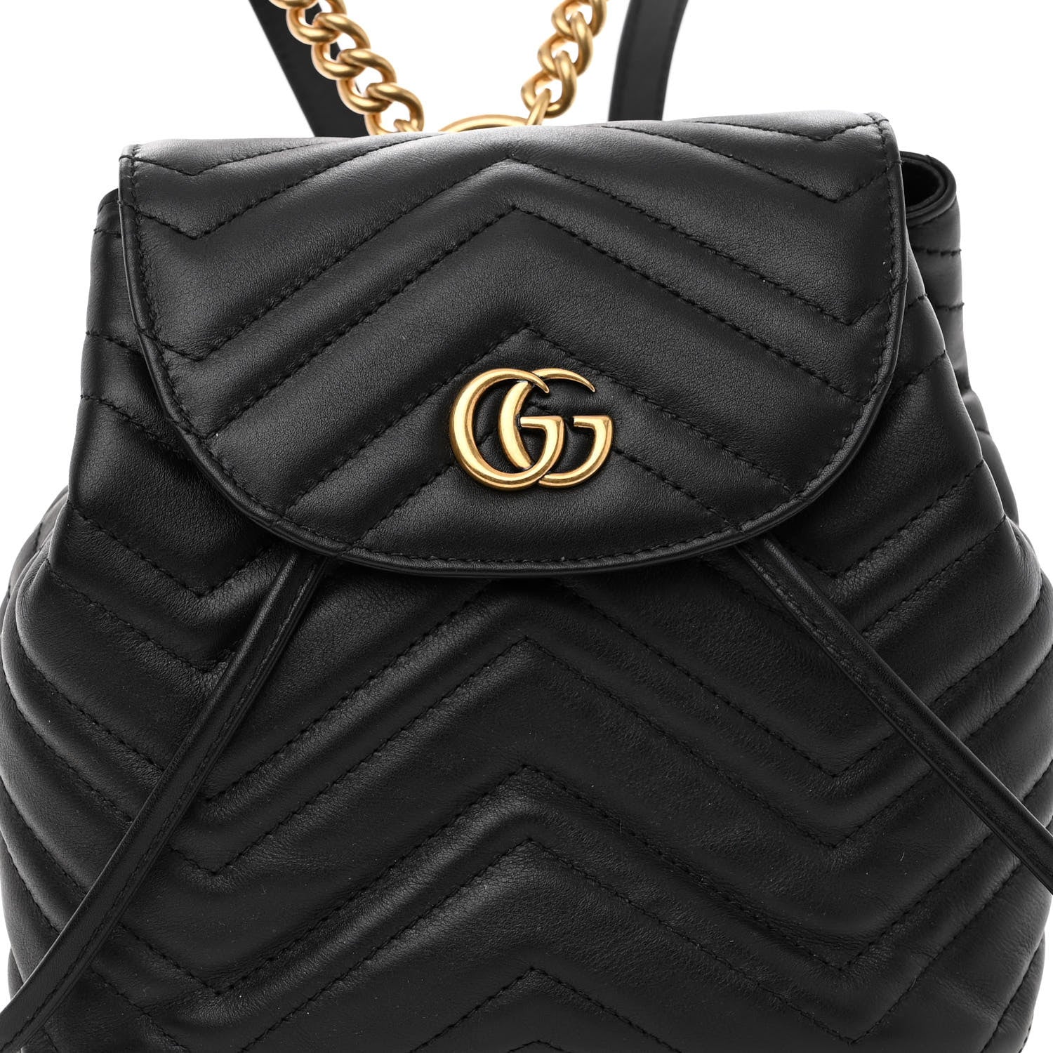 Gucci Calfskin Matelasse GG Marmont Flap Backpack Black 7 of 9