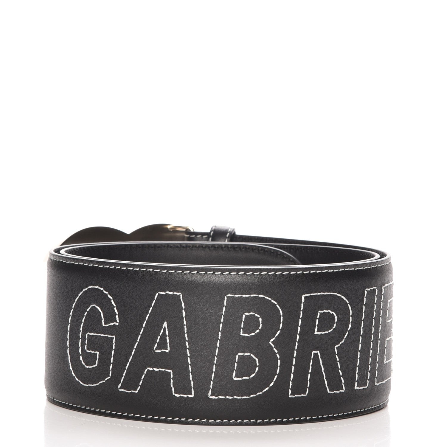 Chanel Calfskin Resin Gabrielle CC Logo Belt 75 Black White 3 of 9
