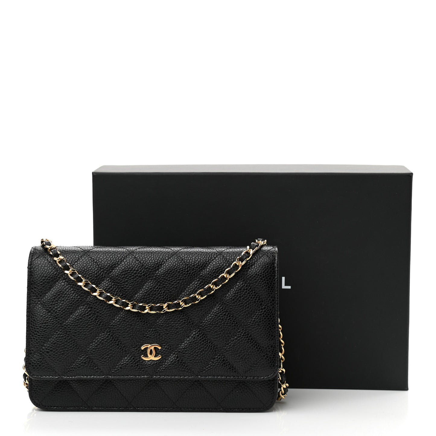 Caviar Quilted Wallet On Chain WOC Black