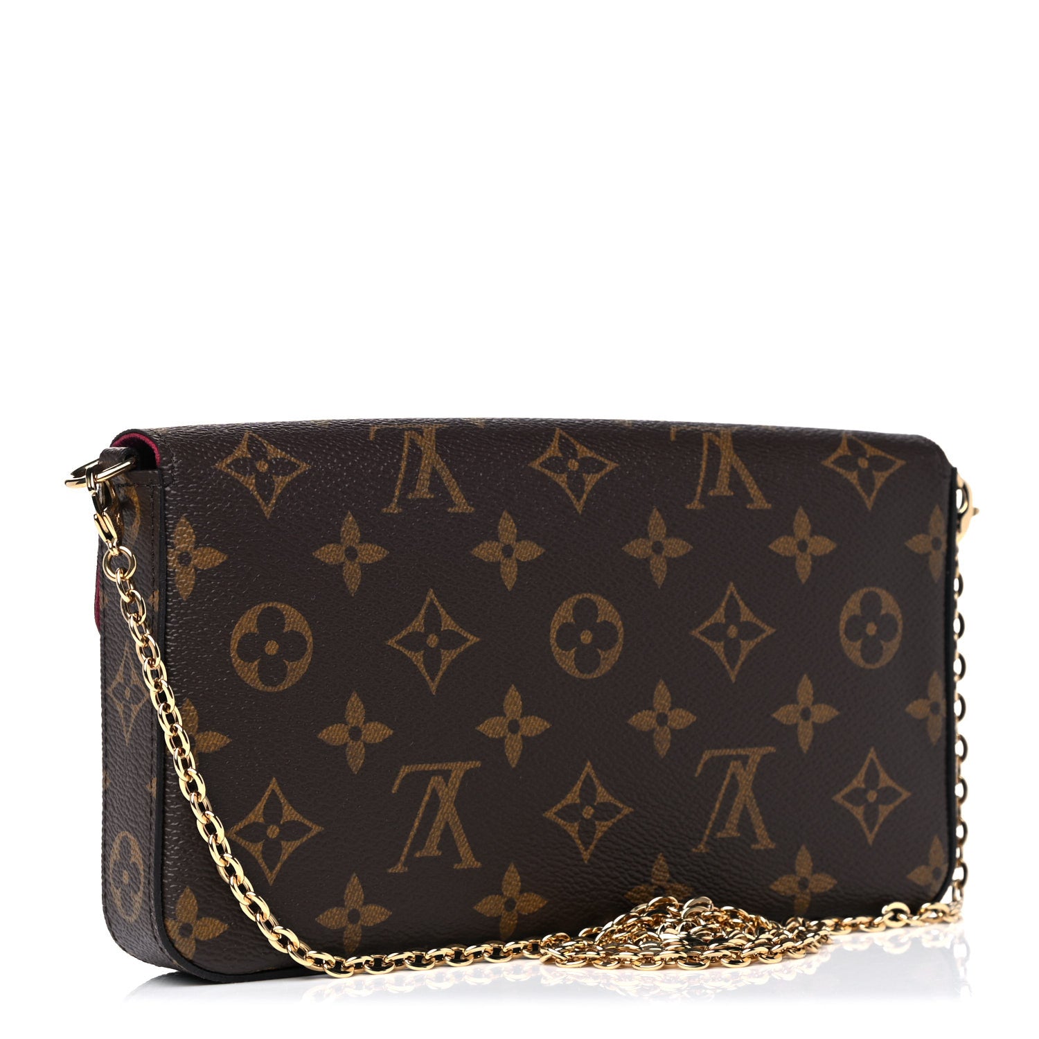 Louis Vuitton Monogram Pochette Felicie Chain Wallet Fuchsia 3 of 13