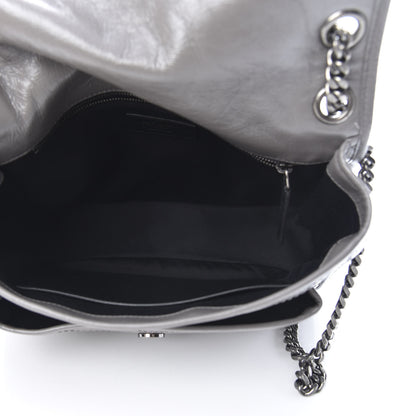 Saint Laurent Crinkled Calfskin Matelasse Monogram Medium Niki Chain Satchel Light Gray 5 of 12