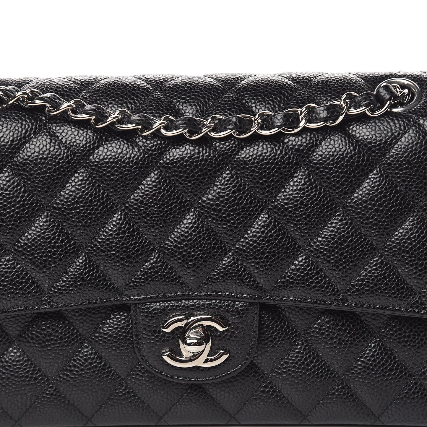 Caviar Quilted Medium Double Flap Black