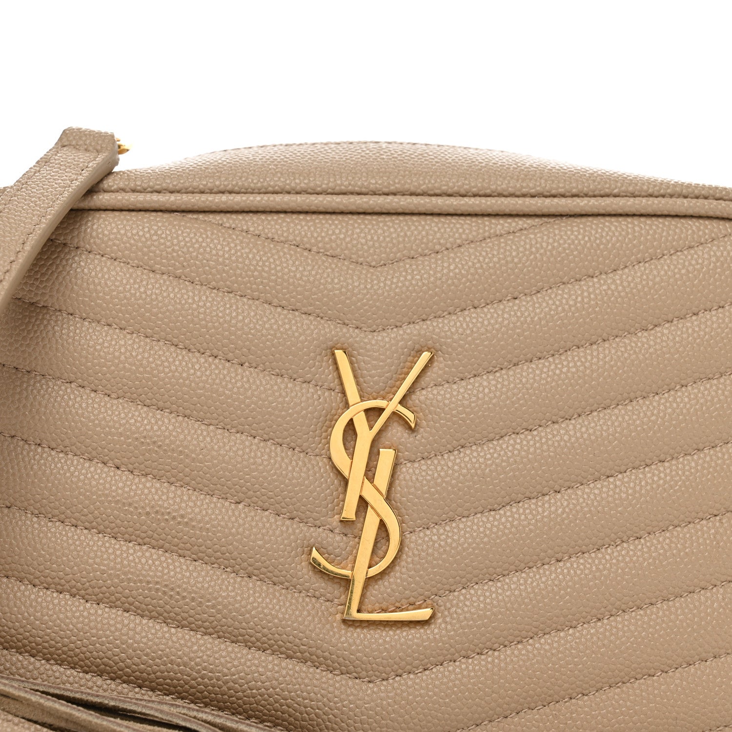 Saint Laurent Grain De Poudre Matelasse Monogram Mini Lou Camera Bag Dark Beige 8 of 10