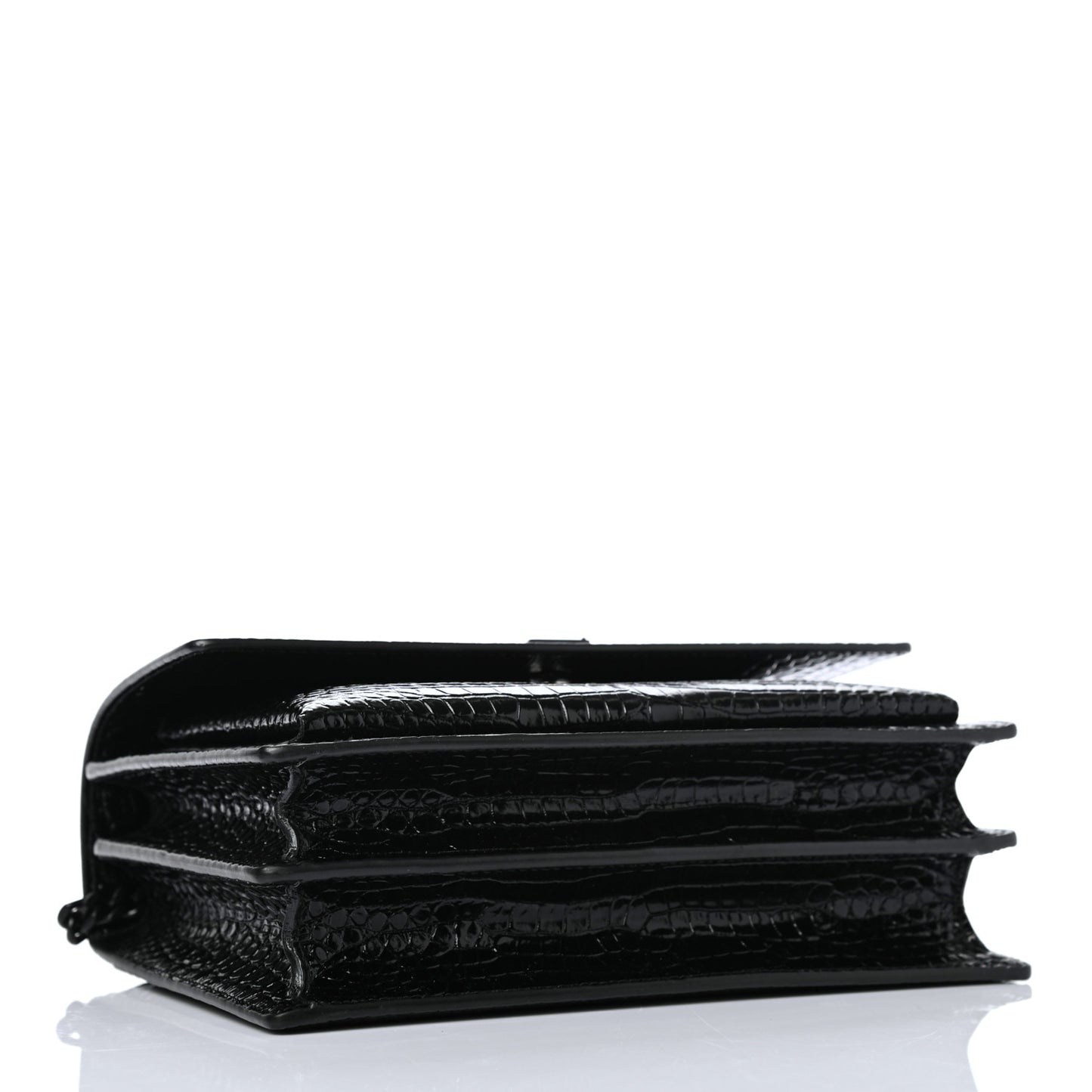 Calfskin Crocodile Embossed Medium Monochrome Monogram Sunset Black