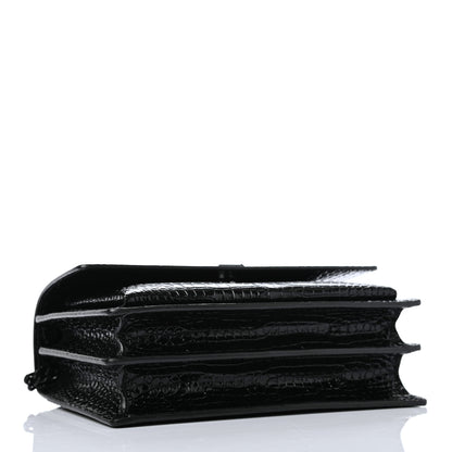 Saint Laurent Calfskin Crocodile Embossed Medium Monochrome Monogram Sunset Black 3 of 4