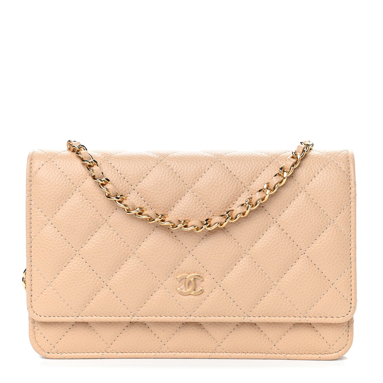 Chanel Caviar Quilted Wallet On Chain WOC Beige 1 of 4