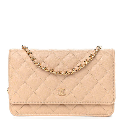 Chanel Caviar Quilted Wallet On Chain WOC Beige 1 of 4
