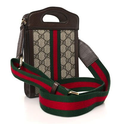 Gucci GG Supreme Monogram Textured Dollar Calfskin Web Mini Ophidia Top Slip Handle Crossbody Bag Beige Ebony New Acero 3 of 9
