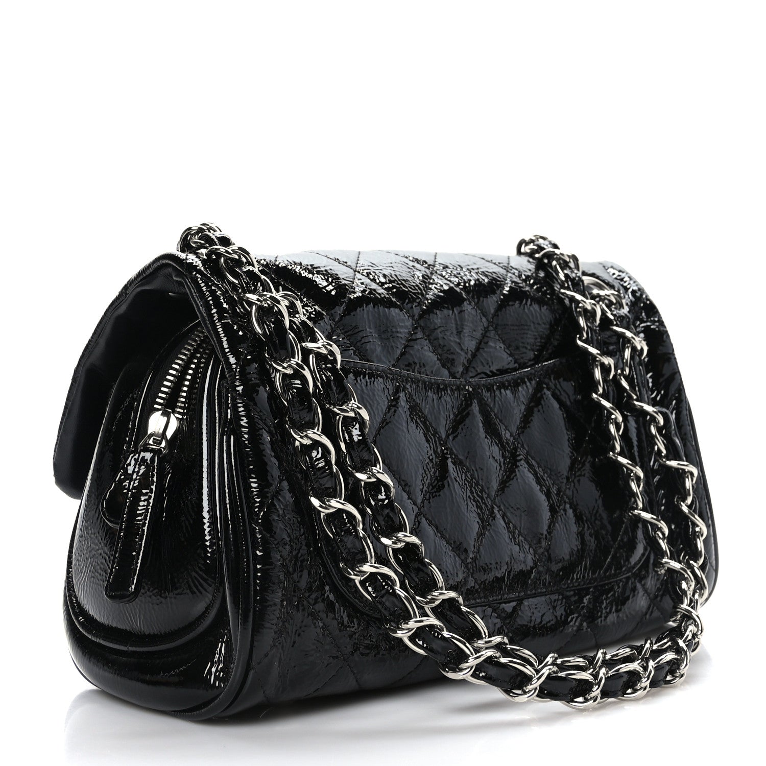 Chanel Distressed Patent Quilted Single Flap Bag Black 3 of 9