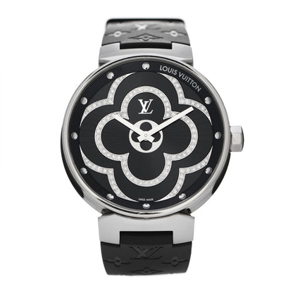 Louis Vuitton Stainless Steel Rubber Diamond 39mm Tambour Moon Devine Quartz Watch 1 of 5