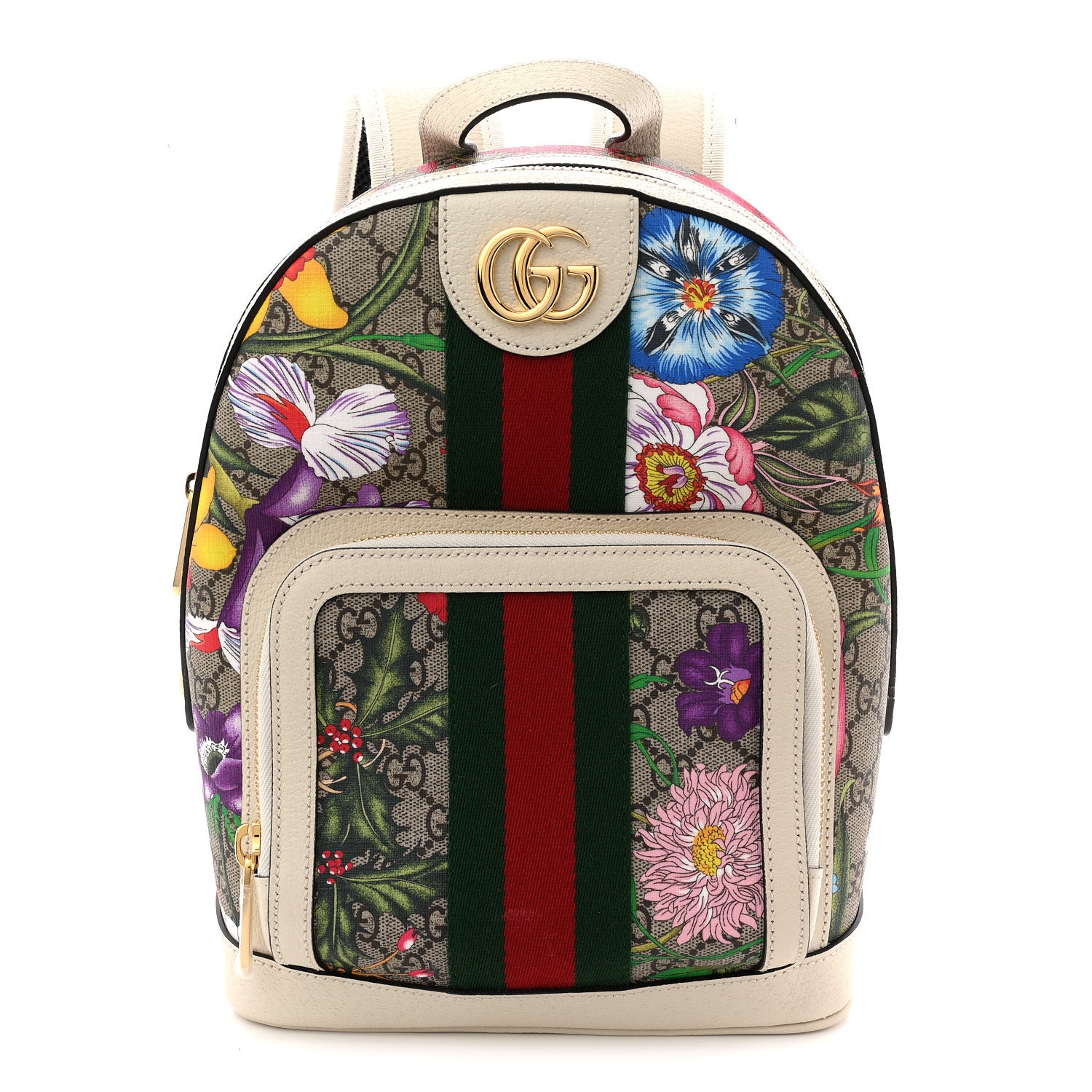 Gucci GG Supreme Monogram Flora Web Small Ophidia Day Backpack White 1 of 13