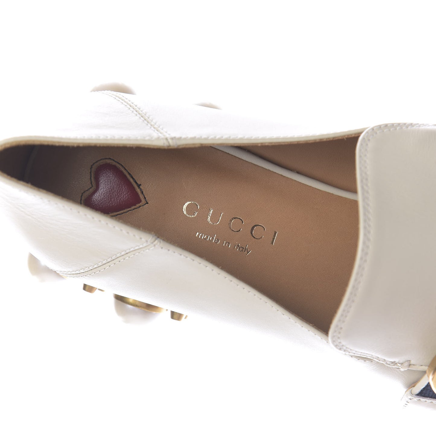 Betis Glamour Calfskin Web Pearl Embellished Peyton 35mm Loafer Pumps 37 Mystic White