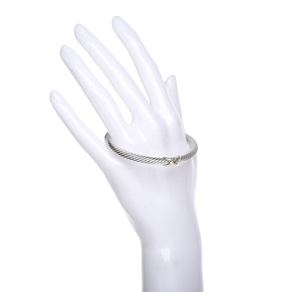 David Yurman Sterling Silver 14K Yellow Gold 5mm X Station Cable Bracelet 2 of 5