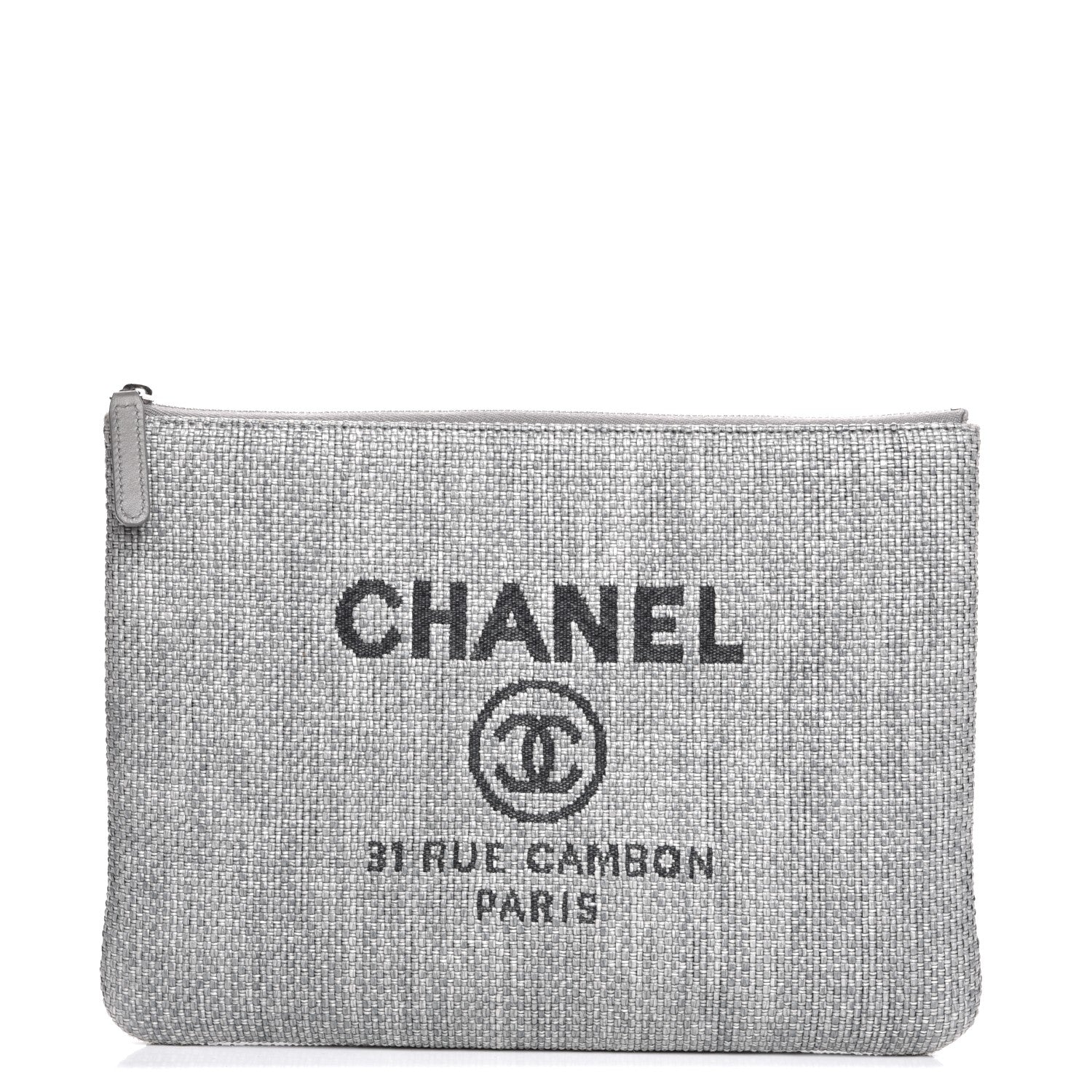 Chanel Canvas Large Deauville Pouch Grey 1 of 7