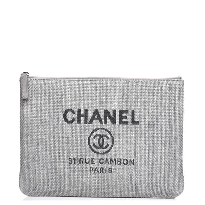 Chanel Canvas Large Deauville Pouch Grey 1 of 7