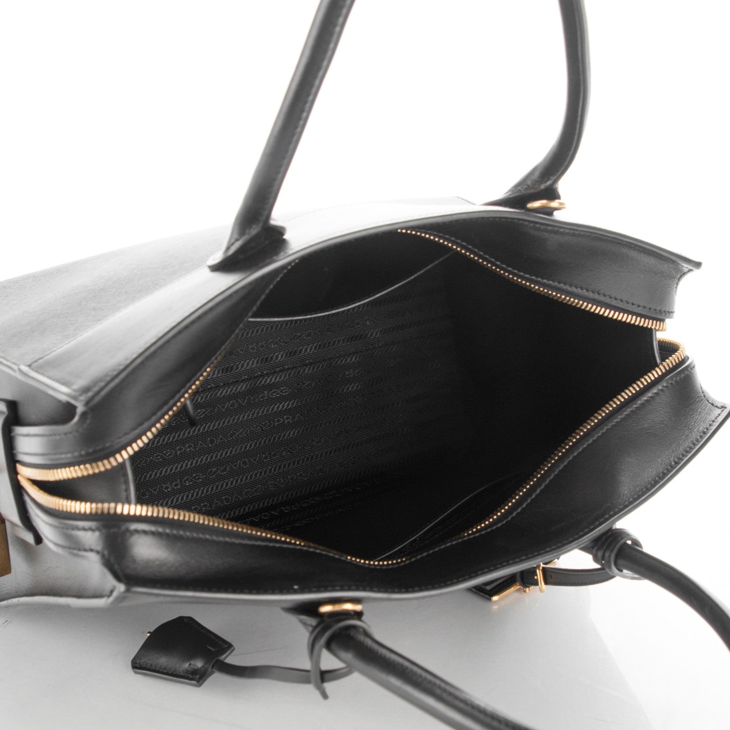 Prada Saffiano City Calfskin Medium Esplanade Tote Black 6 of 8