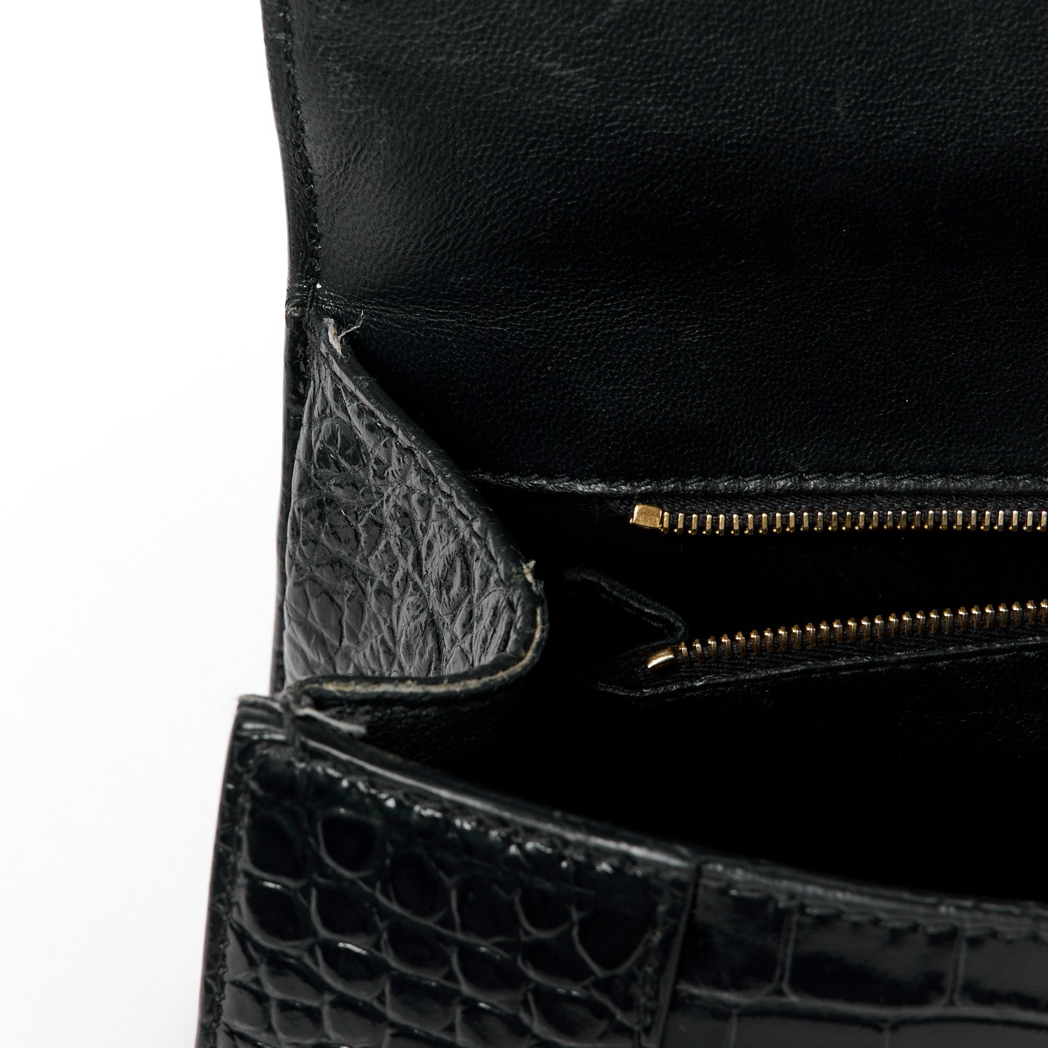 Balenciaga Shiny Calfskin Crocodile Embossed Small Hourglass Top Handle Bag Black 14 of 16