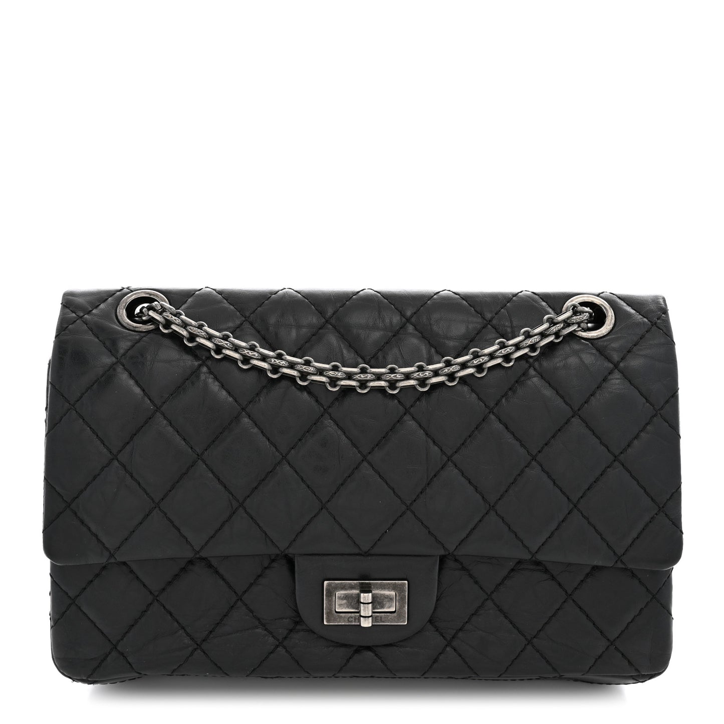 Aged Calfskin Quilted 2.55 Reissue 225 Flap Black