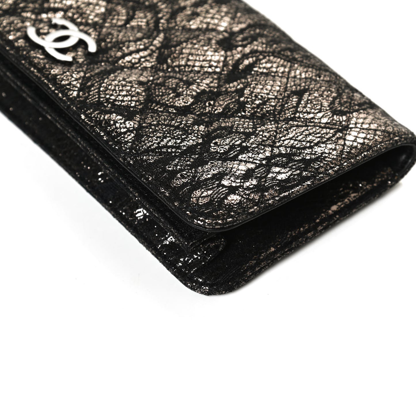 Metallic Tweed Quilted Clutch Black Dark Silver