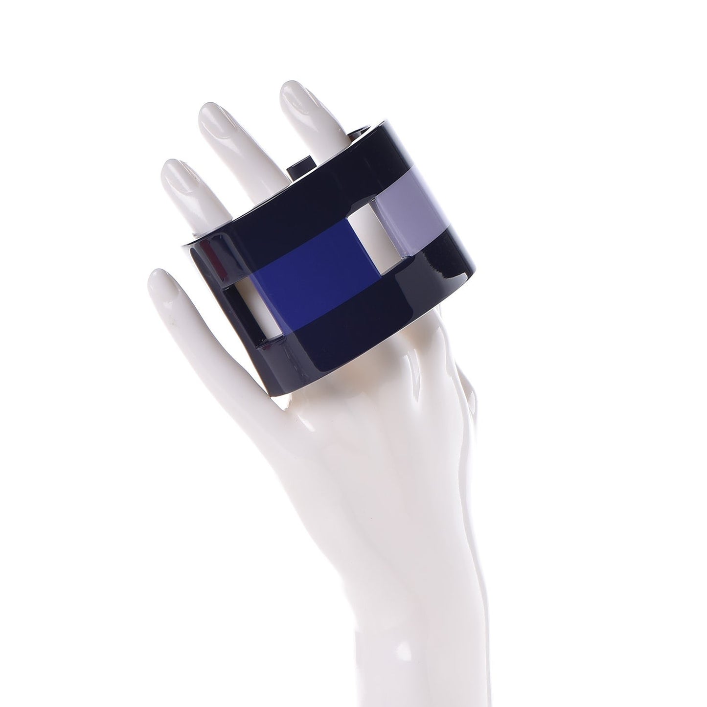 Lacquered Wood Pixel Bracelet M Bleu Nuit Parme