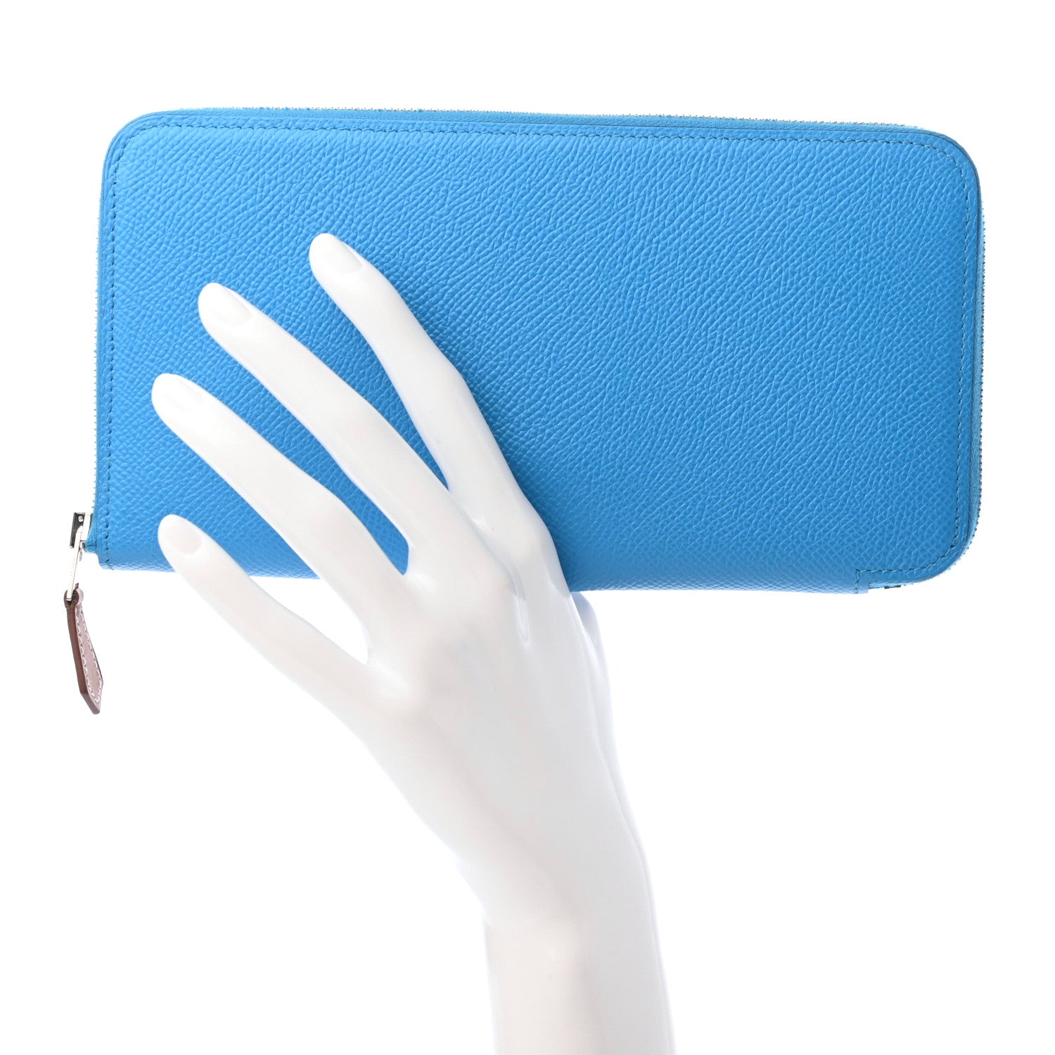 Hermes Epsom Silk'In Wallet Bleu Frida 2 of 6