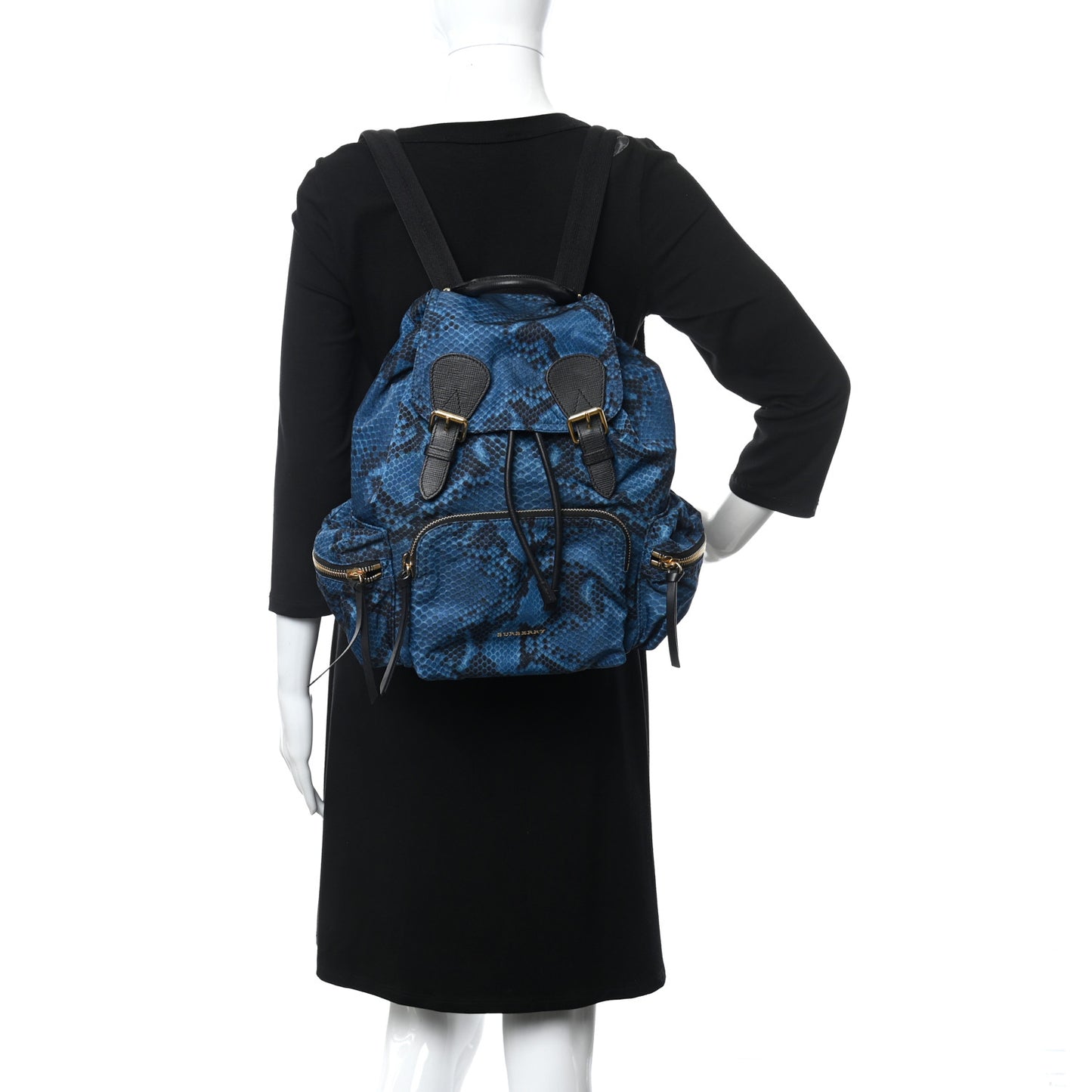 Nylon Python Print Medium Rucksack Backpack Blue