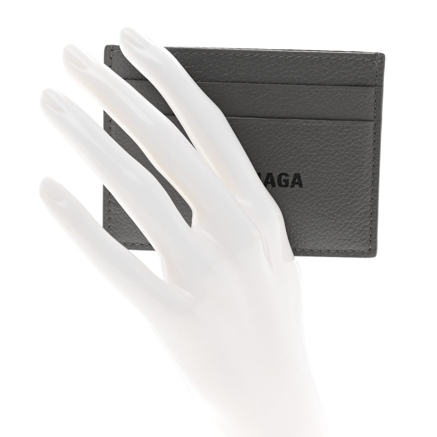 Grained Calfskin Logo Cash Card Holder Graphite Black