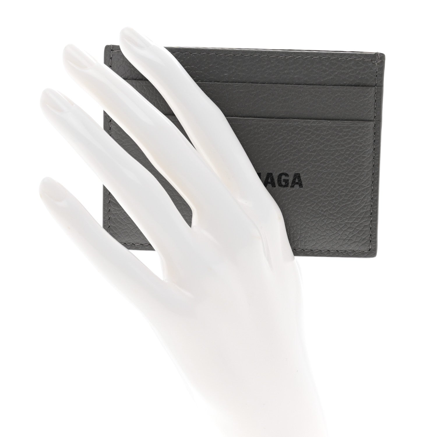 Balenciaga Grained Calfskin Logo Cash Card Holder Graphite Black 2 of 7